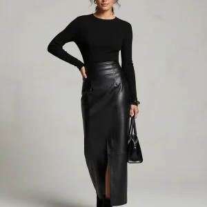 Jupe Crayon Longue Cuir