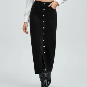 Jupe Crayon Noire Boutonnée Chic