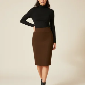Jupe Crayon Marron Taille Haute Élégante
