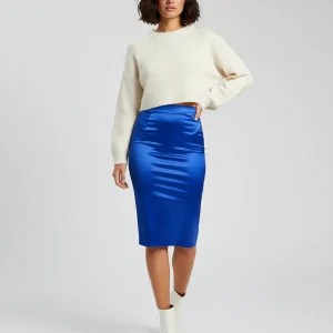 Jupe Crayon Bleue Satinée Chic