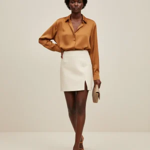 Jupe Crayon Blanche Similicuir Fendue Chic