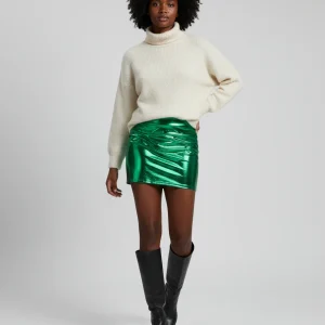 Jupe Crayon Vert Métallisé Chic