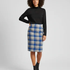Jupe Crayon Carreaux Laine Chic