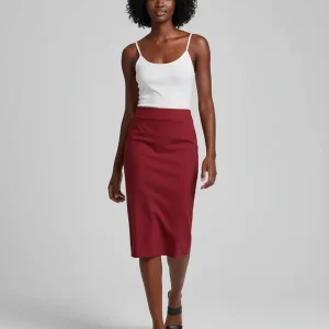 Jupe Crayon Rouge Bordeaux
