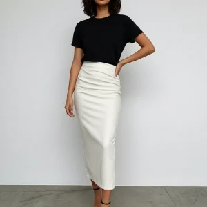 Jupe Crayon Blanche Similicuir Chic