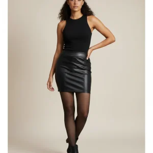 Jupe Crayon Noire Similicuir Sexy