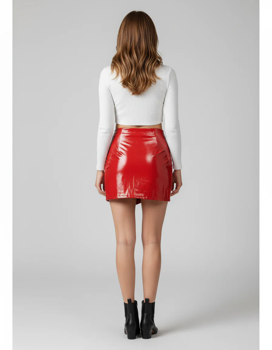 Jupe Crayon Rouge Brillante Chic