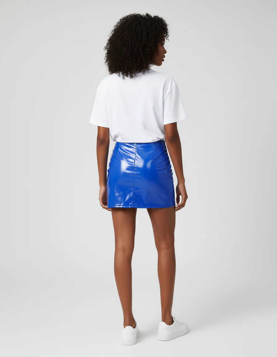 Jupe Crayon Bleu Verni Chic