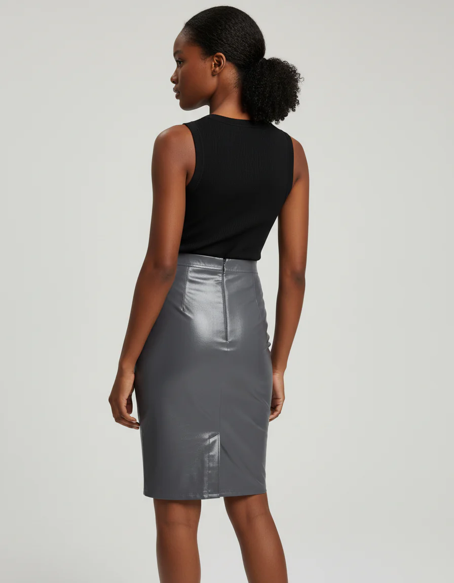 Jupe Crayon Grise Brillante Chic