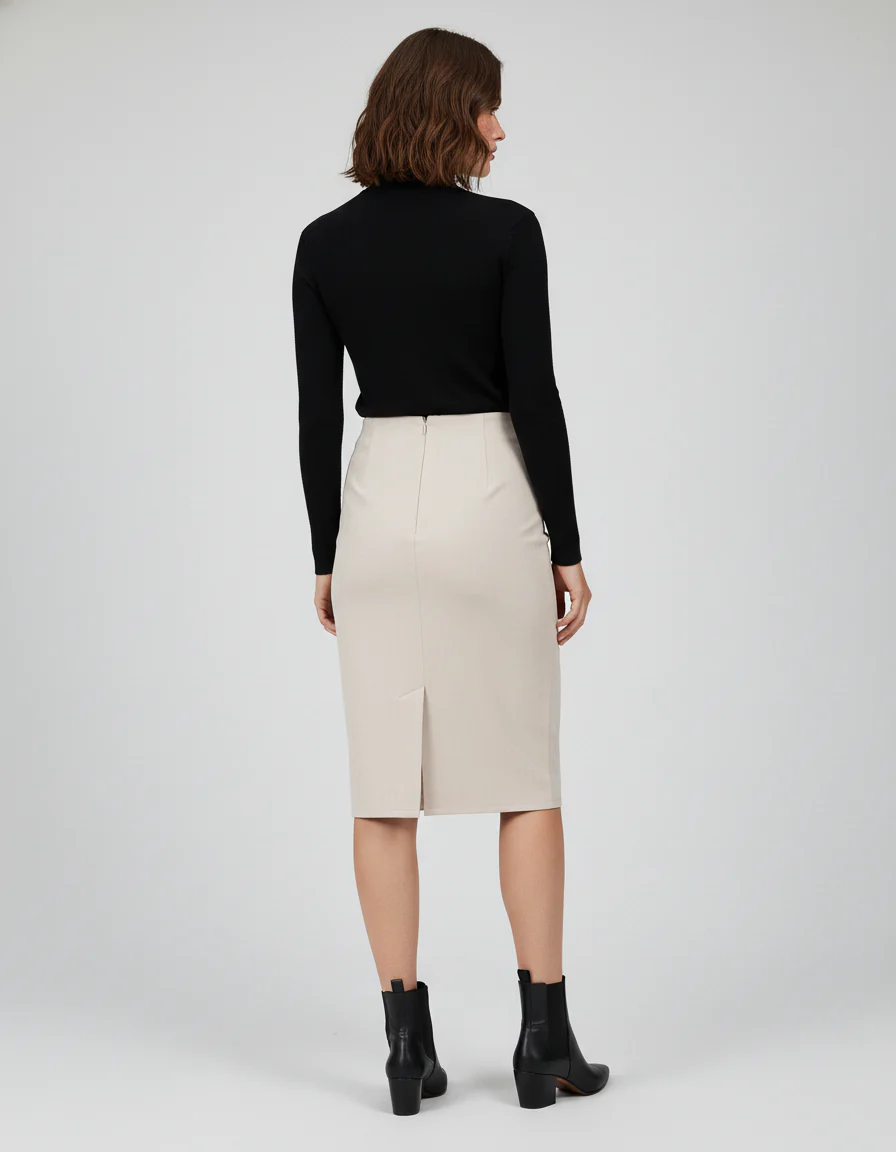 Jupe Crayon Beige Femme
