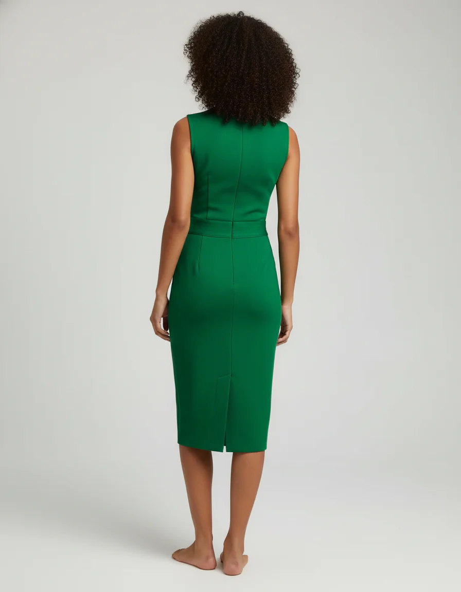 Jupe Crayon Verte Boutonnée Chic