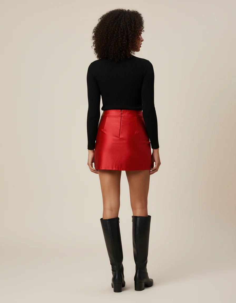 Jupe Crayon Rouge Brillante Chic