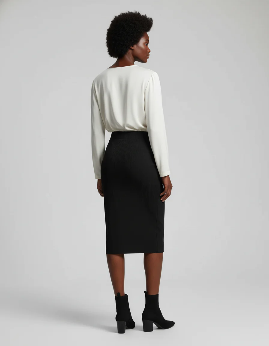 Jupe Noir Crayon Taille Haute