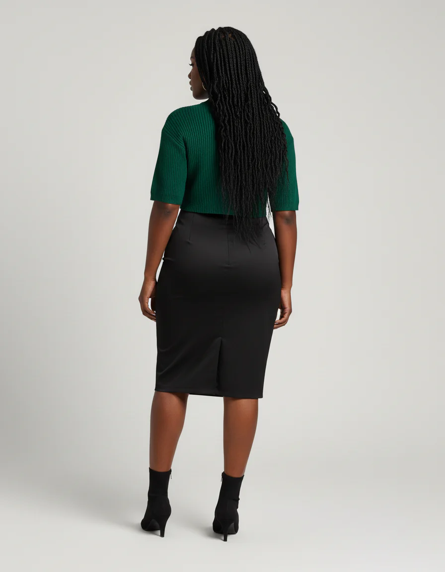 Jupe Crayon Noire Taille Haute Élégante