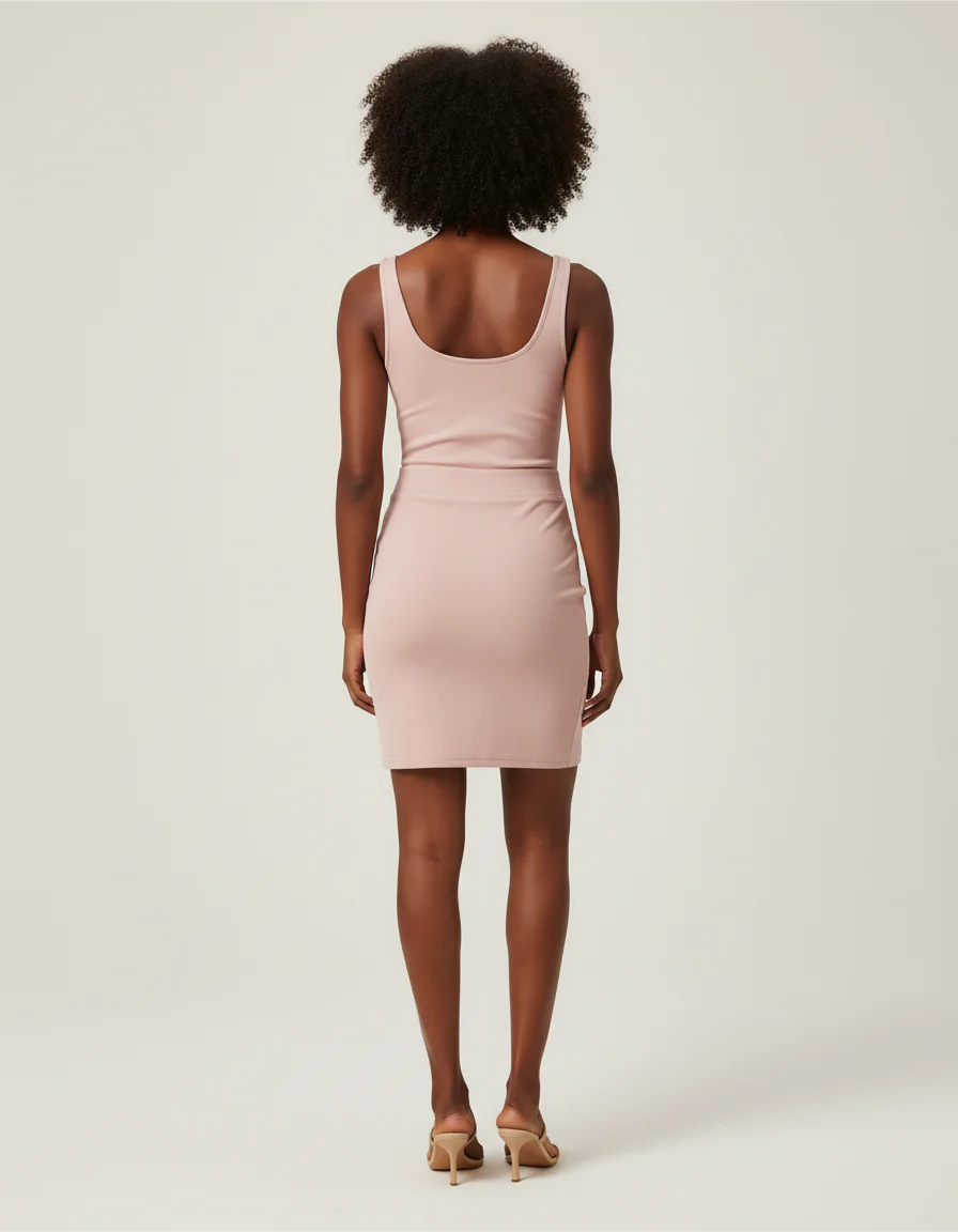 Jupe Crayon Rose Pâle Élastique Chic