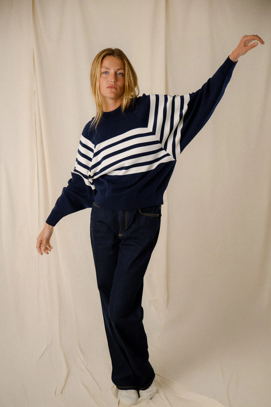 PULL AMPLE RAYE BICOLORE COTON
