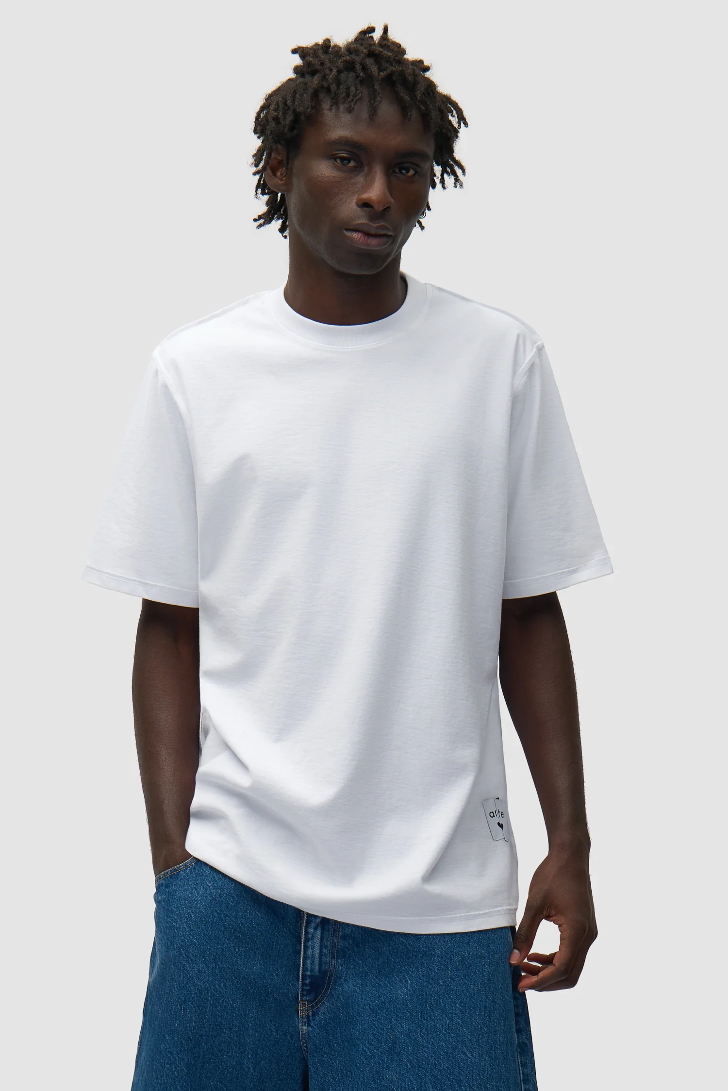 T-shirt à étiquette réversible – Blanc