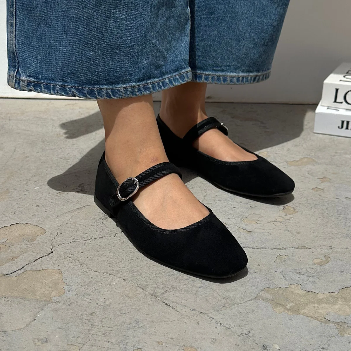 Ballerines en daim – Noir