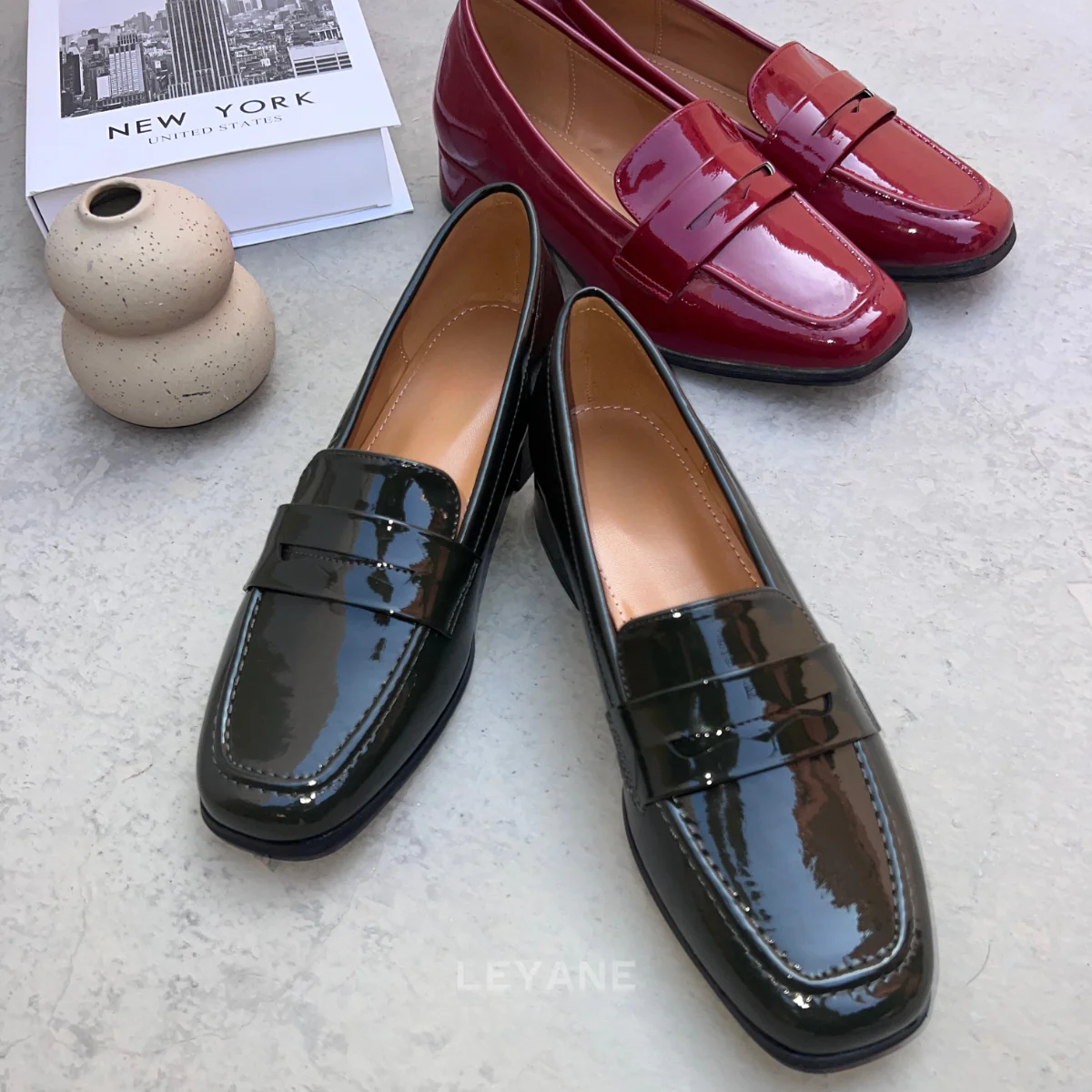Mocassin à petit talon – Bordeaux
